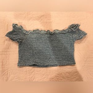 Denim off the shoulder crop top